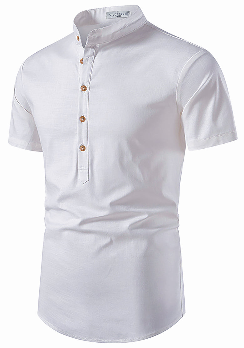 BLUE ROBED men's Half Sleeve Casual Cotton Kurta Office Wear in White view 53