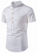 BLUE ROBED men's Half Sleeve Casual Cotton Kurta Office Wear in White view 53