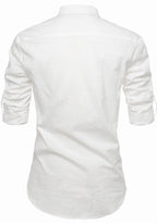 BLUE ROBED men's Casual Slim Fit Full Sleeve Pocket Contrast Kurta in White view 67