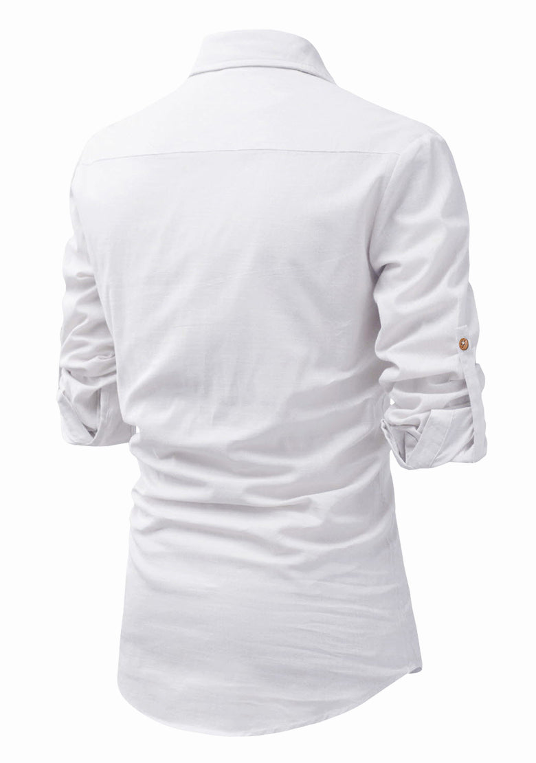 BLUE ROBED men's Full Sleeve Casual Cotton Kurta in White view 90