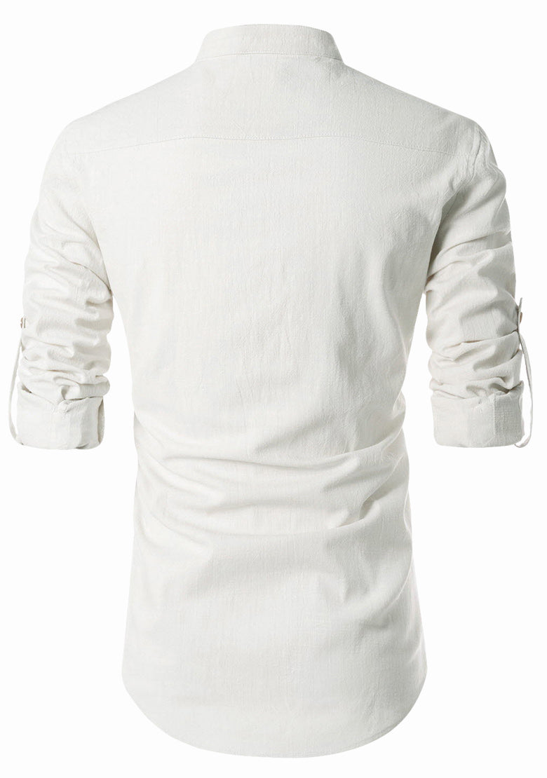 BLUE ROBED Mens Casual ZIP Style Full Sleeve Kurta - White Secondary image