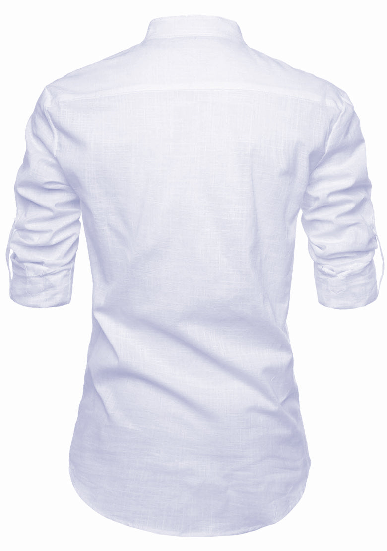 BLUE ROBED men's Casual Slim Fit Full Sleeve Kurta in White view 103