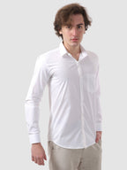Men's Formal Full Sleeve Plain Shirt in White by BLUE ROBED, front view