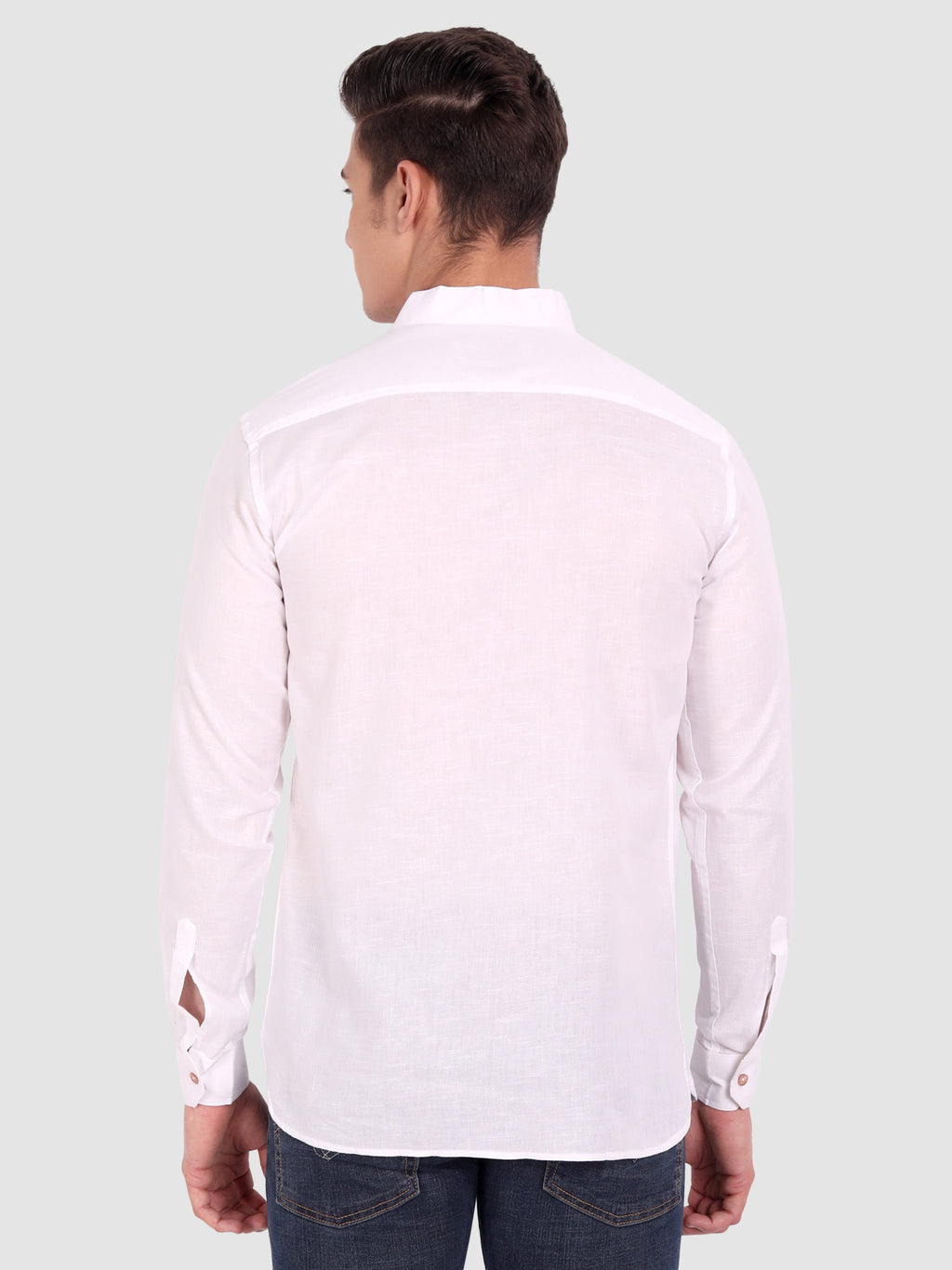 BLUE ROBED men's Casual ZIP Style Full Sleeve Cotton Kurta in White view 68