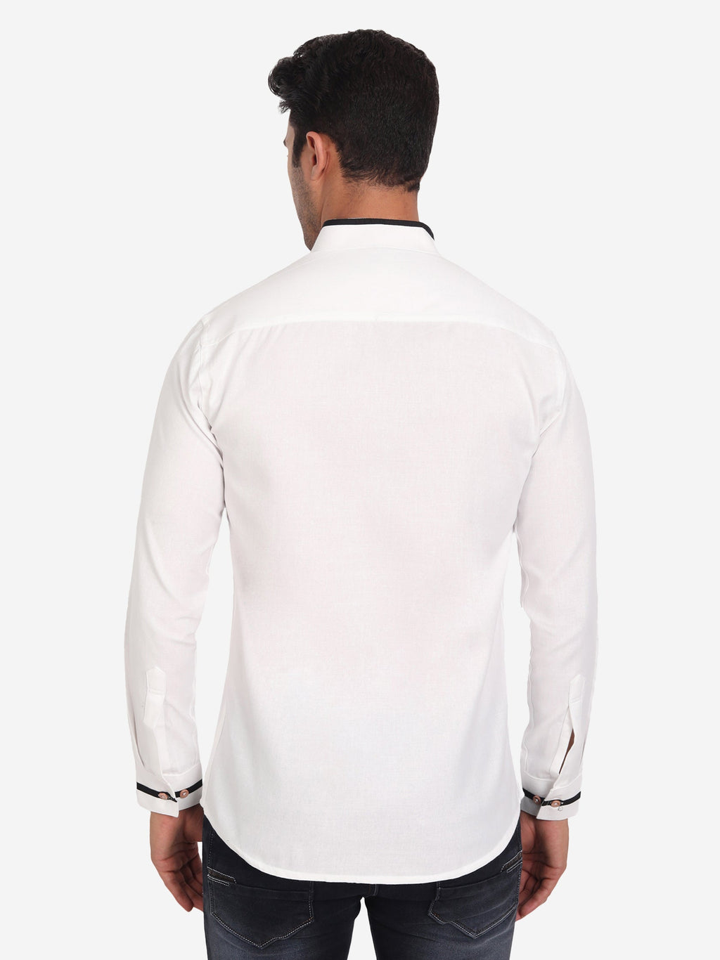 Men's Casual Shirt Full Sleeve Oxford Design Shirt in Black by BLUE ROBED, side view