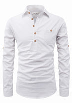 BLUE ROBED men's Full Sleeve Casual Cotton Kurta in White view 91