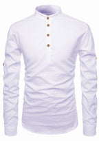 BLUE ROBED men's Casual Slim Fit Full Sleeve Kurta in White view 104