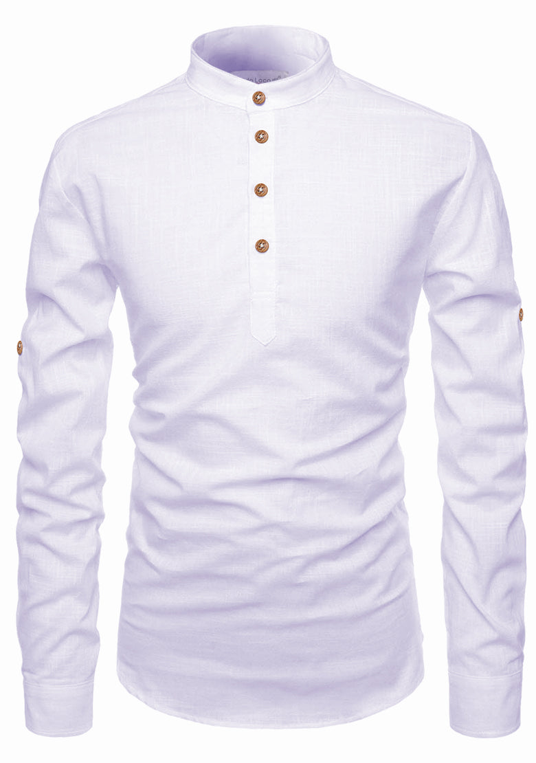 BLUE ROBED men's Casual Slim Fit Full Sleeve Kurta in White view 104