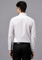 Men's Cotton Blend Slim Fit Formal Shirt in Beige by BLUE ROBED, back view