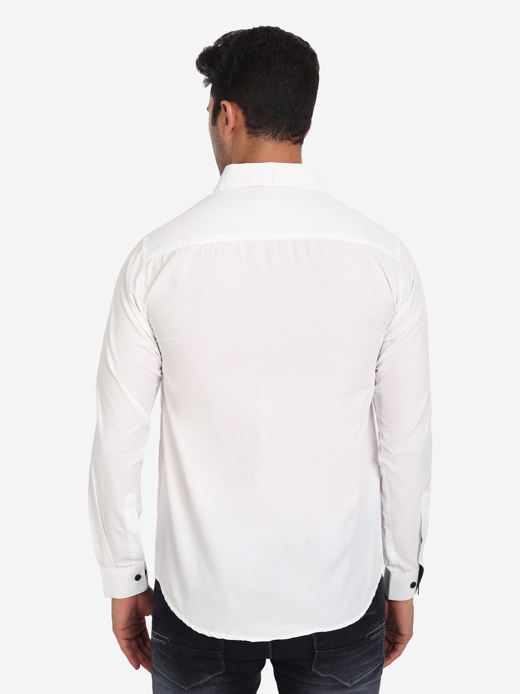 Men's Casual Full Sleeve XMan Shirt in White by BLUE ROBED, side view