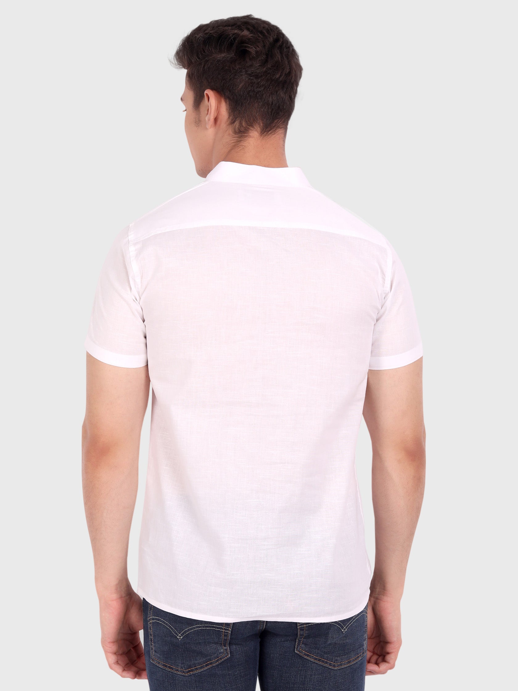 BLUE ROBED men's Casual Half Sleeve Slim Fit Kurta in White view 33