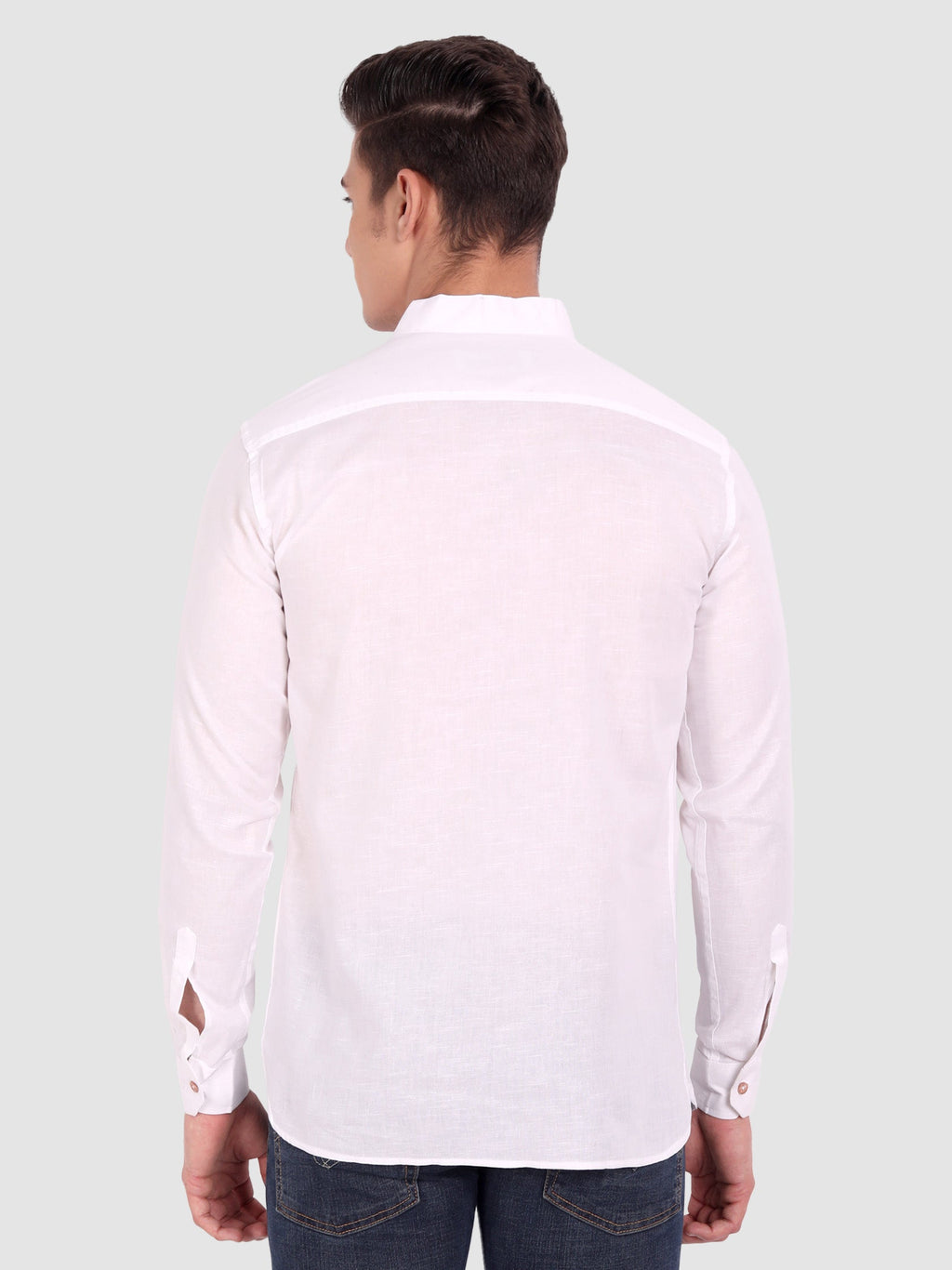 BLUE ROBED men's Casual Slim Fit Full Sleeve Cotton Kurta in White view 29