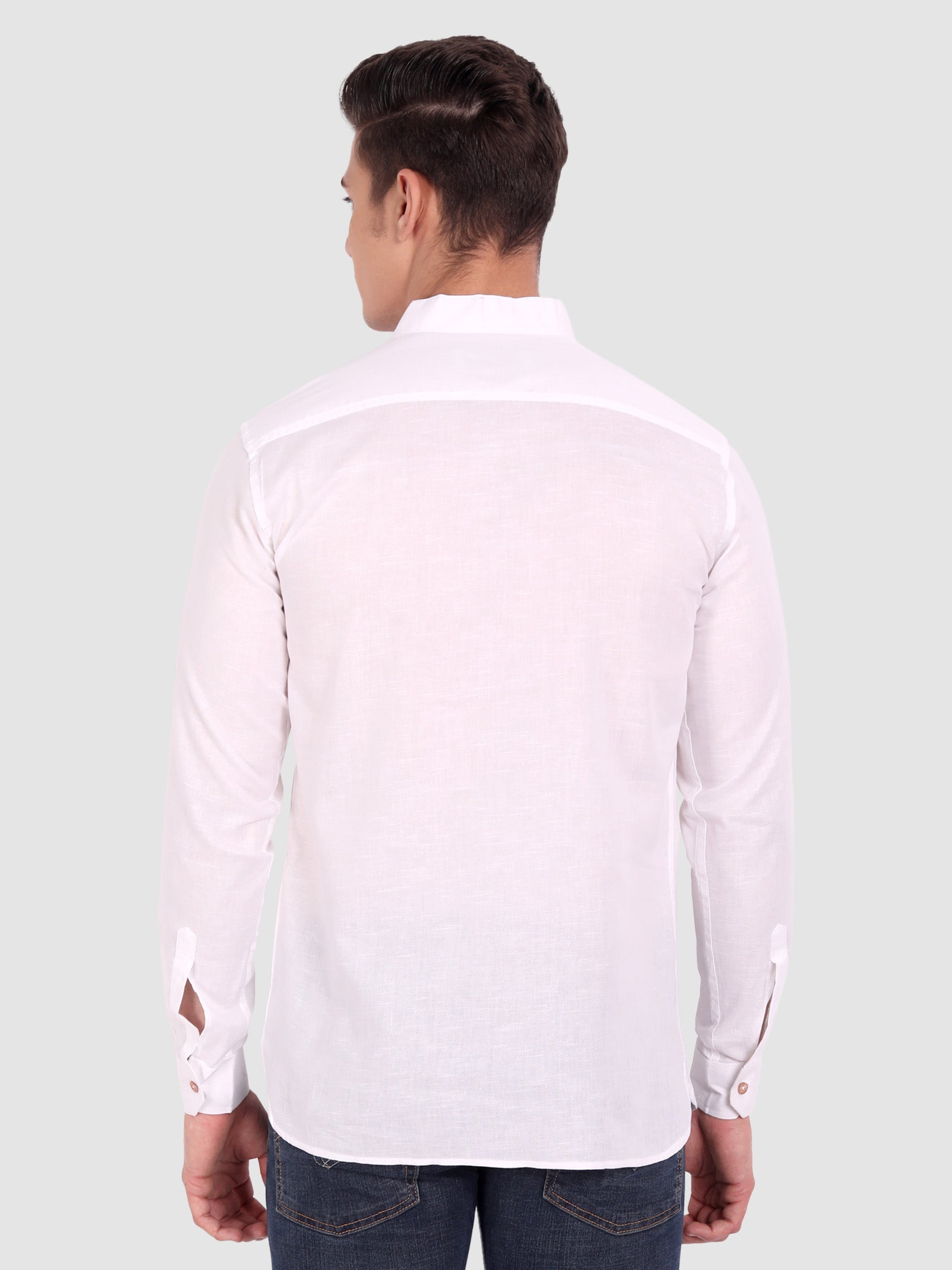 BLUE ROBED men's Casual Slim Fit Full Sleeve Cotton Kurta in White view 29