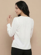Women’s Crepe Formal Top | Elegant V-Neck Office Wear Blouse
