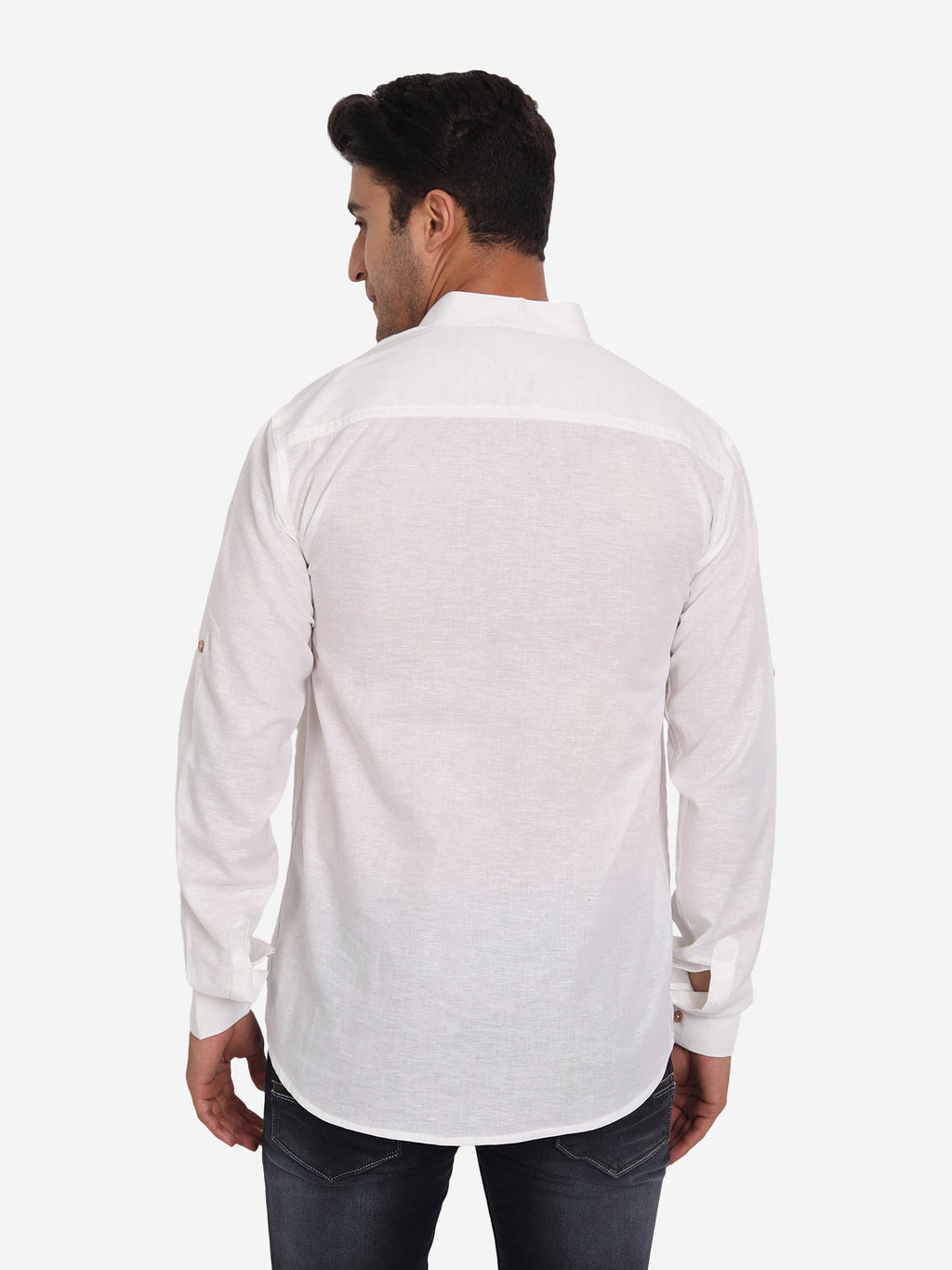 BLUE ROBED Men Double Button Slim Fit Casual Kurta in White view 11