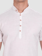 BLUE ROBED men's Half Sleeve Casual Cotton Kurta Daily Wear in White view 64
