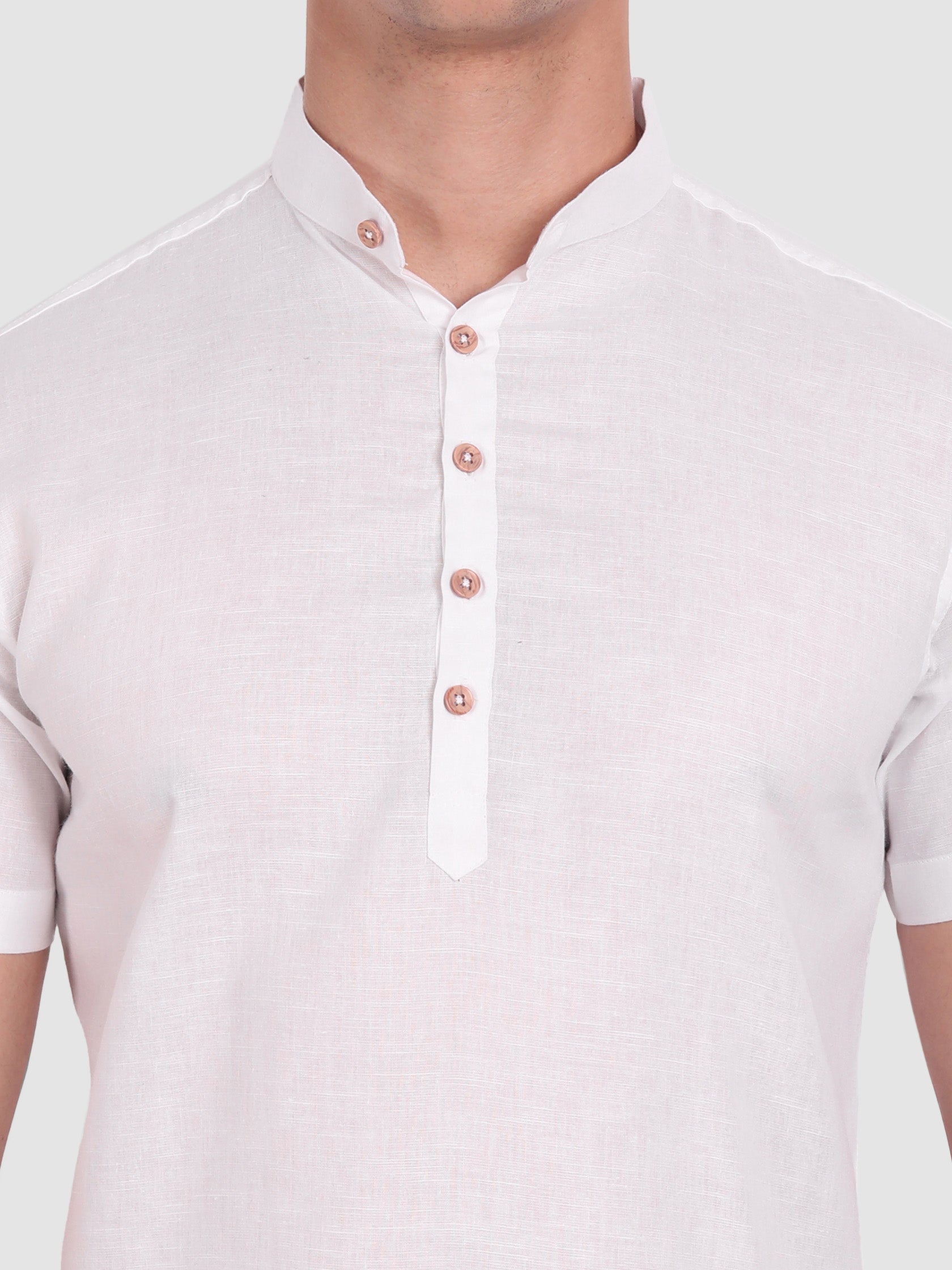BLUE ROBED men's Half Sleeve Casual Cotton Kurta Daily Wear in White view 64