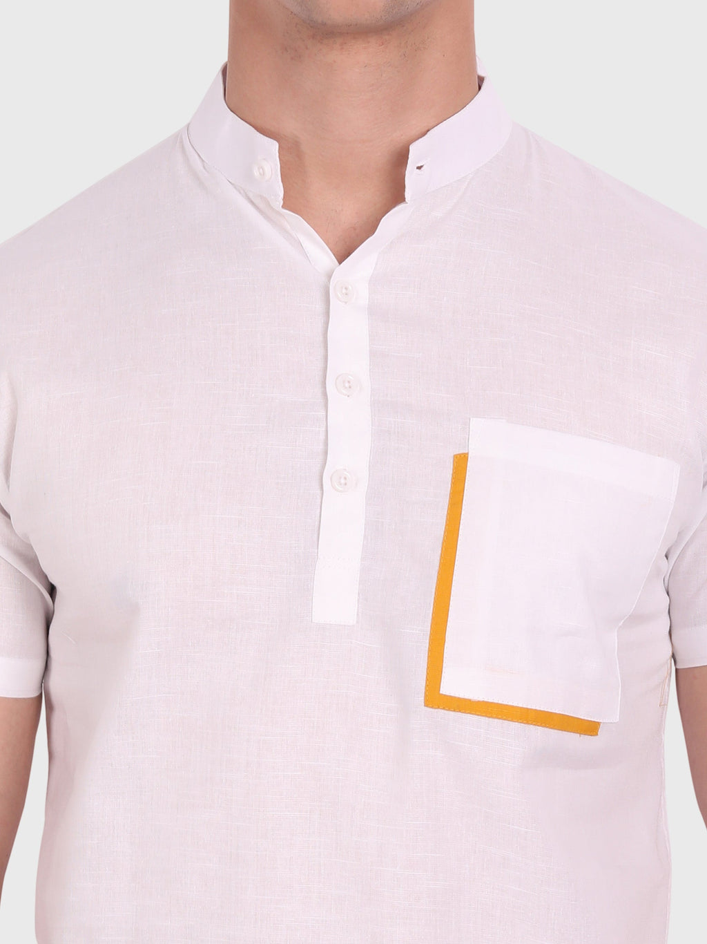 BLUE ROBED men's Casual Half Sleeve Slim Fit Kurta in White view 34