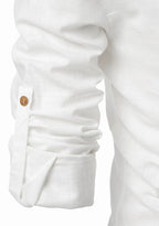 BLUE ROBED men's Casual Slim Fit Full Sleeve Pocket Contrast Kurta in White view 69