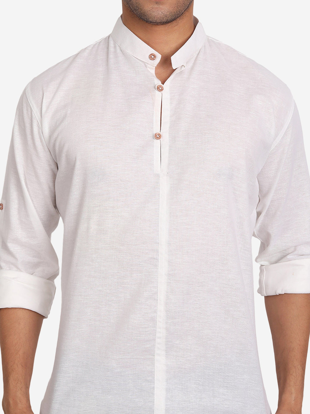 BLUE ROBED Men Double Button Slim Fit Casual Kurta in White view 12