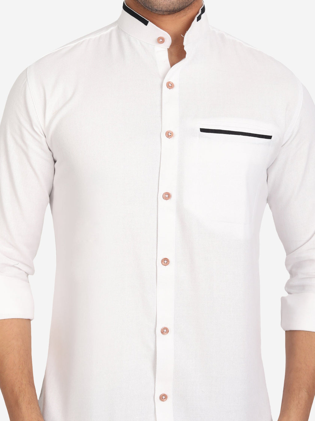Men's Casual Shirt Full Sleeve Oxford Design Shirt in Black by BLUE ROBED, back view