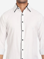 Men's Casual Full Sleeve XMan Shirt in White by BLUE ROBED, back view