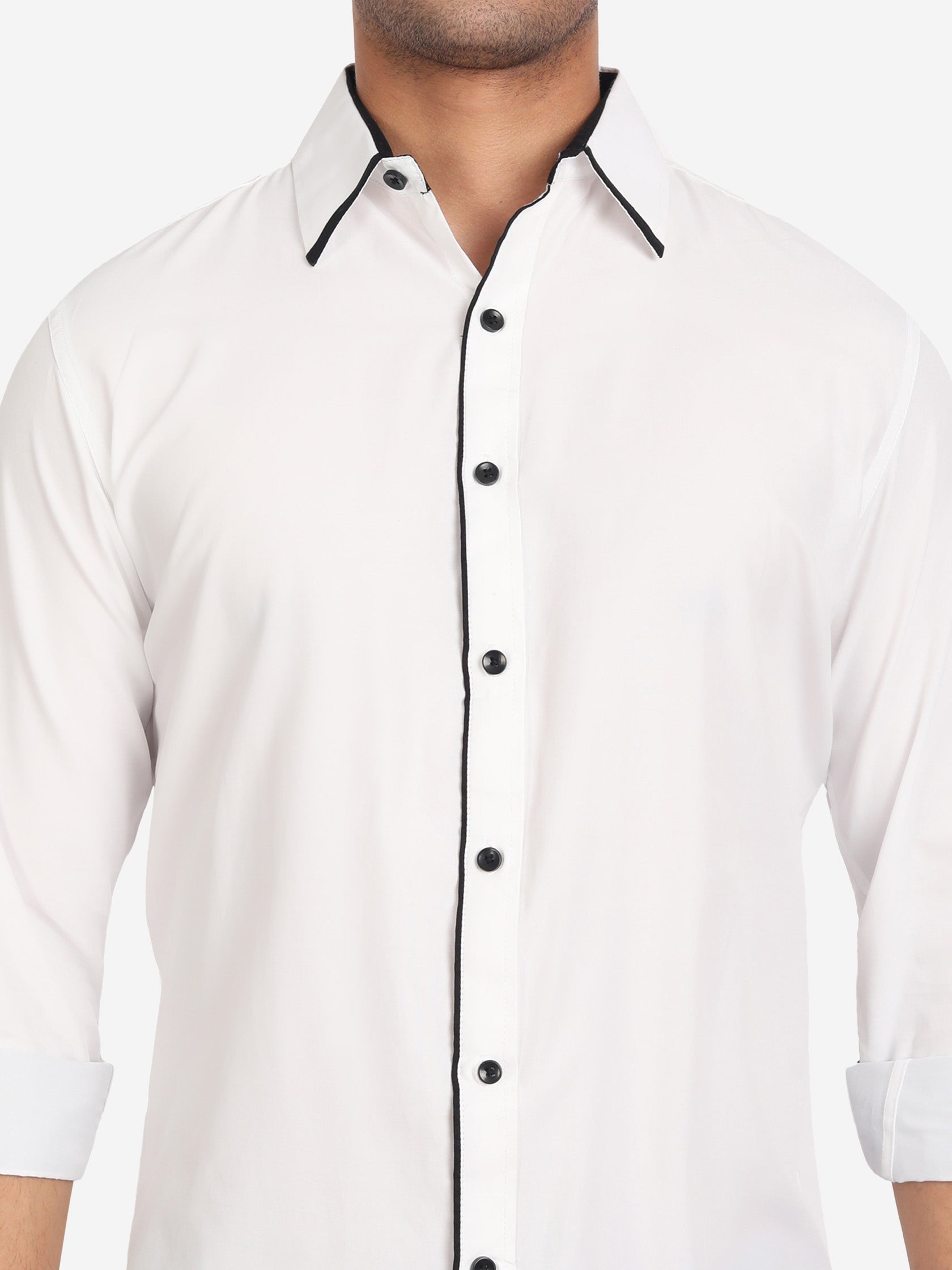 Men's Casual Full Sleeve XMan Shirt in White by BLUE ROBED, back view