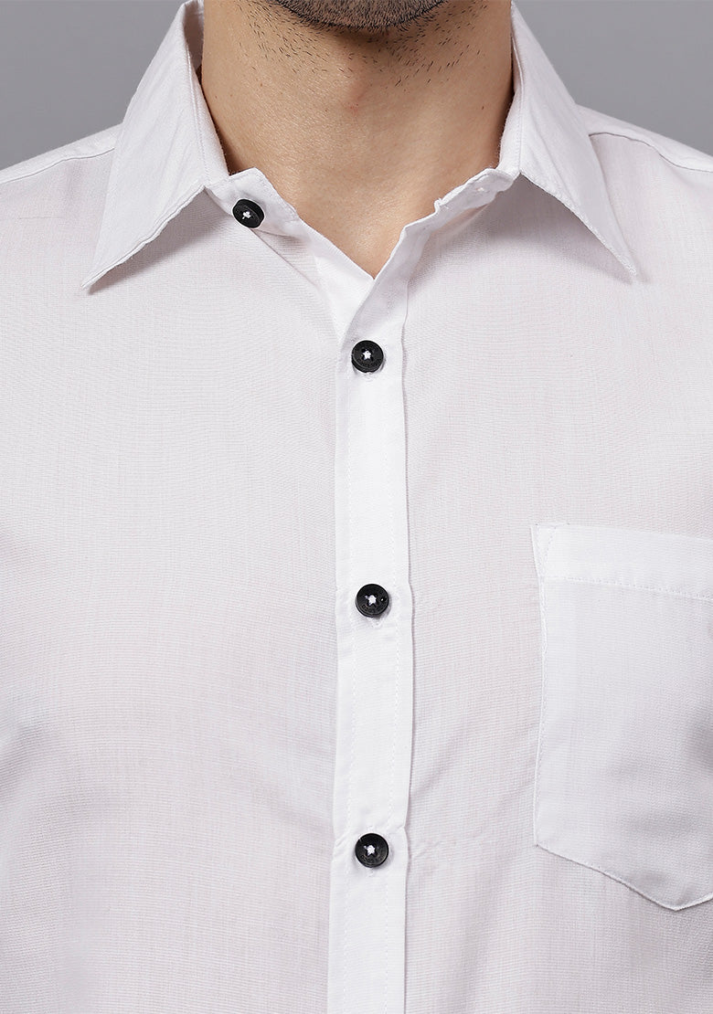 Men's Cotton Blend Slim Fit Formal Shirt in Beige by BLUE ROBED, detail view