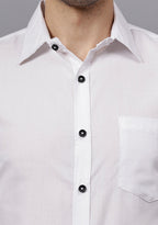 Men's Cotton Blend Slim Fit Formal Shirt in Beige by BLUE ROBED, detail view
