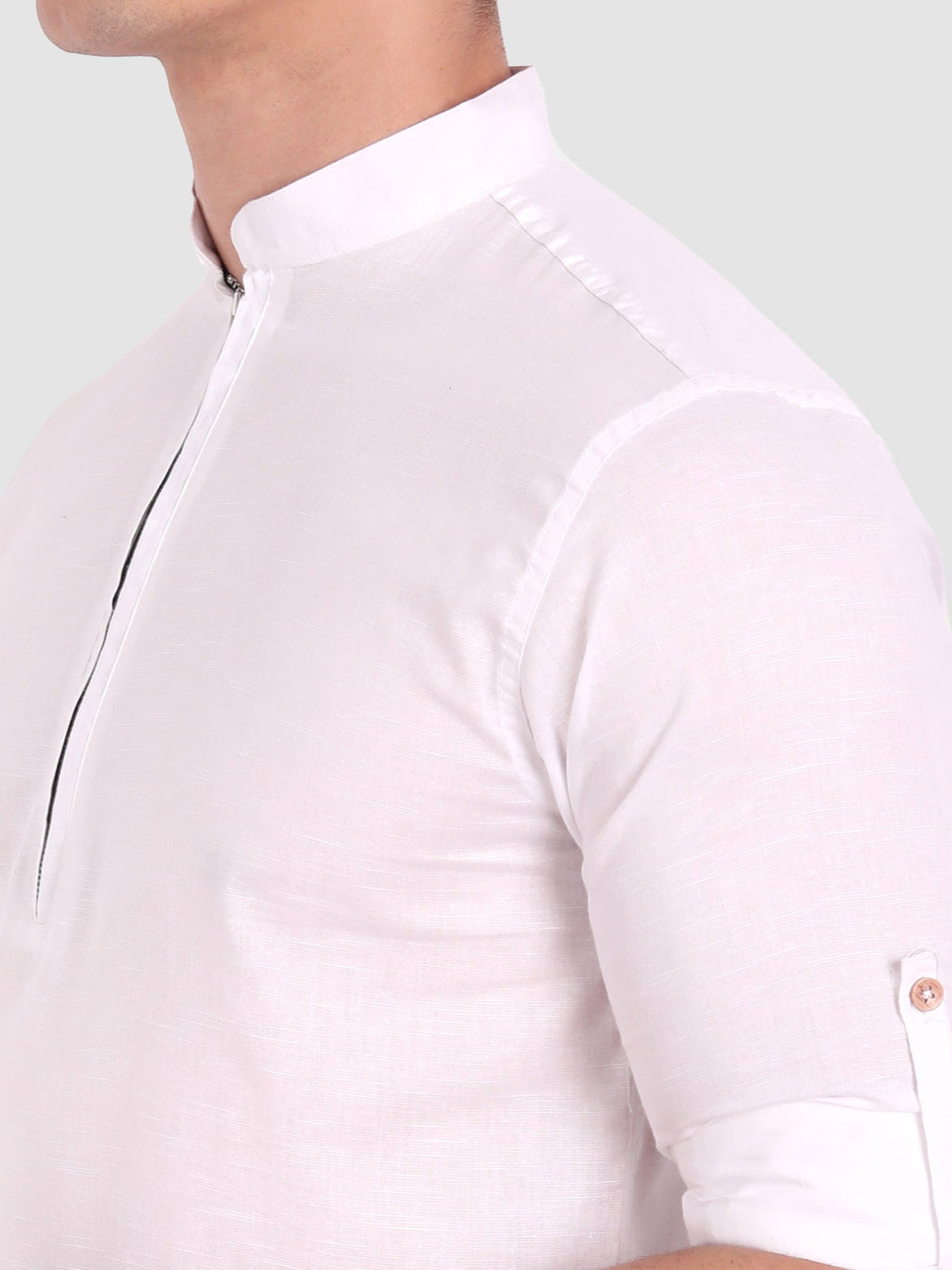 BLUE ROBED men's Casual ZIP Style Full Sleeve Cotton Kurta in White view 69