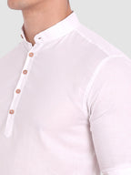 BLUE ROBED men's Casual Slim Fit Full Sleeve Cotton Kurta in White view 30