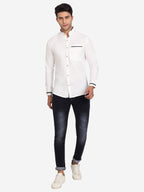 Men's Casual Shirt Full Sleeve Oxford Design Shirt in Black by BLUE ROBED, detail view