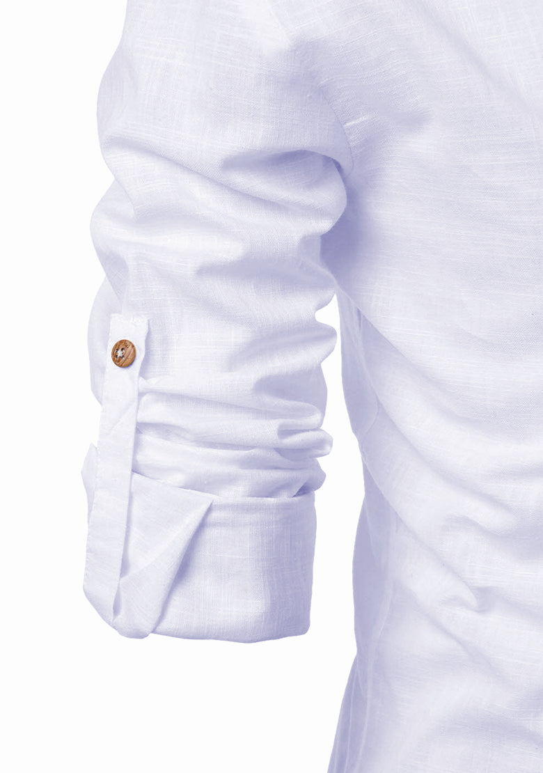 BLUE ROBED men's Casual Slim Fit Full Sleeve Kurta in White view 106