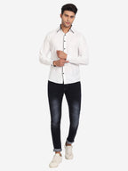 Men's Casual Full Sleeve XMan Shirt in White by BLUE ROBED, detail view