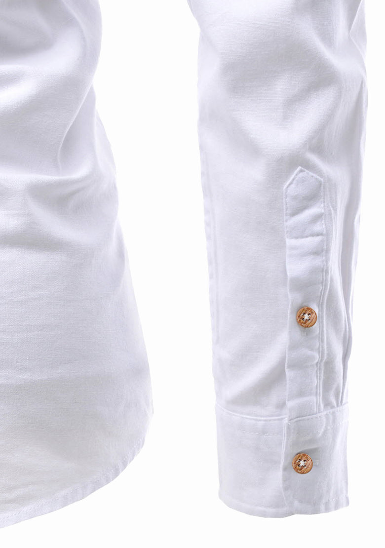 BLUE ROBED men's Casual Slim Fit Full Sleeve Double Pocket Cotton Kurta in White view 5