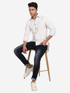 Men's Casual Full Sleeve XMan Shirt in White by BLUE ROBED, style view