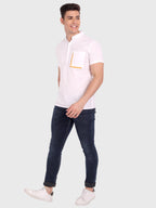 BLUE ROBED men's Casual Half Sleeve Slim Fit Kurta in White view 35