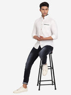 Men's Casual Shirt Full Sleeve Oxford Design Shirt in Black by BLUE ROBED, style view