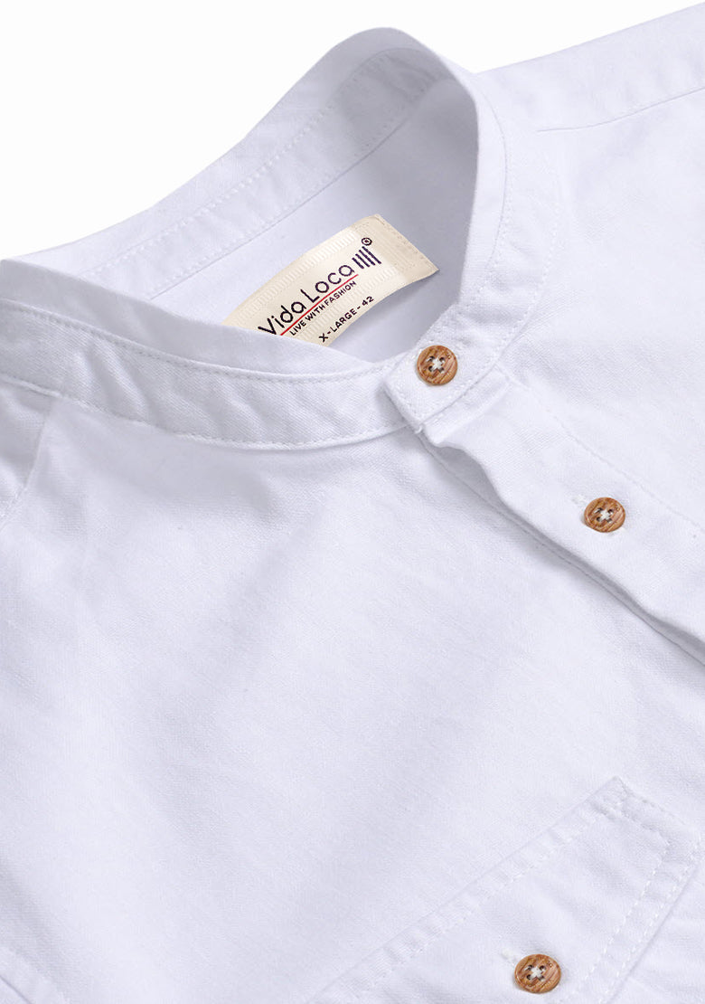 BLUE ROBED men's Casual Slim Fit Full Sleeve Double Pocket Cotton Kurta in White view 6