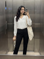 Women’s Crepe Formal Top | Elegant V-Neck Office Wear Blouse