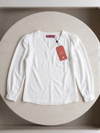 Women’s Crepe Formal Top | Elegant V-Neck Office Wear Blouse