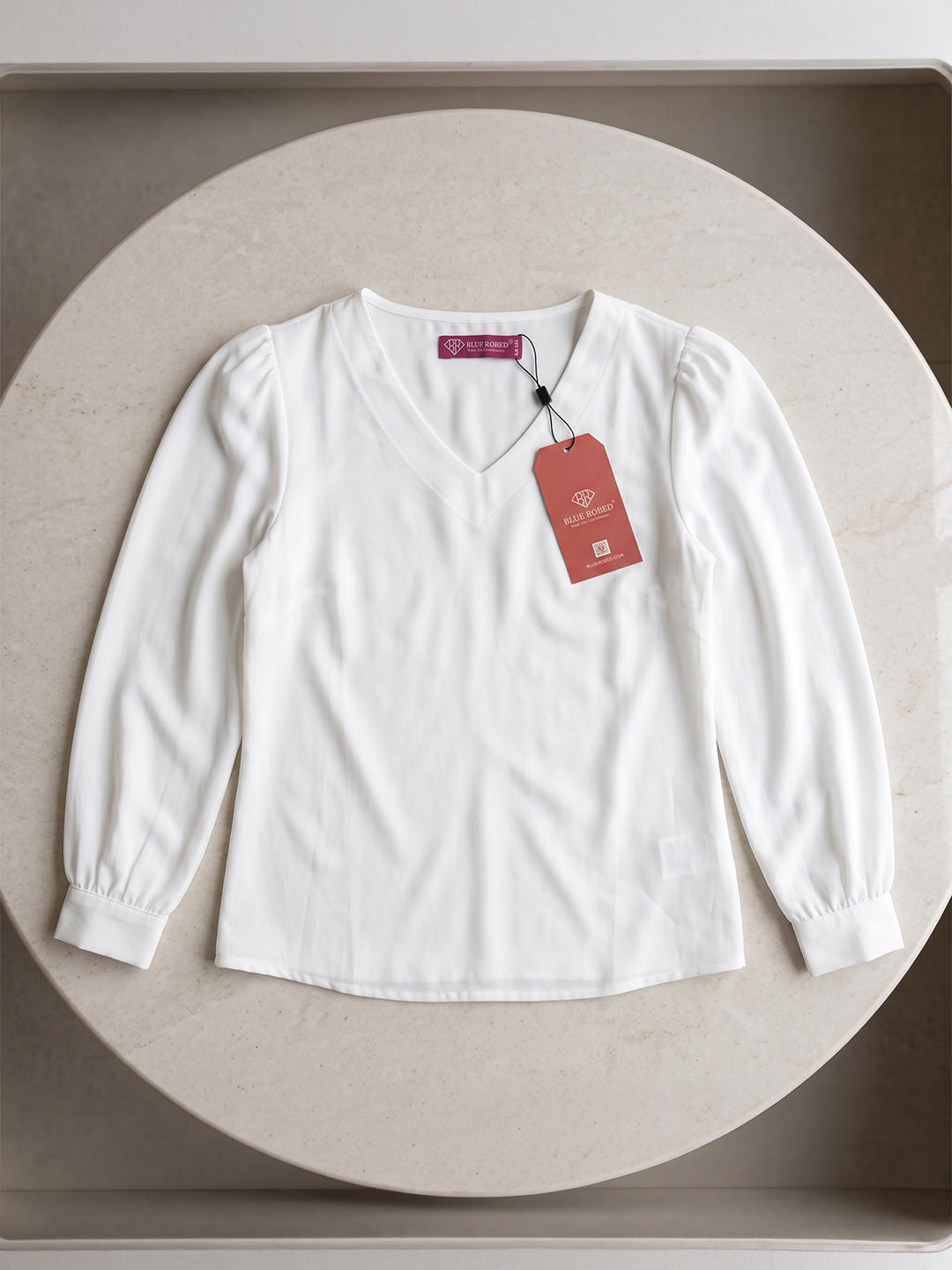 Women’s Crepe Formal Top | Elegant V-Neck Office Wear Blouse