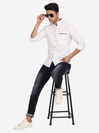 Men's Casual Shirt Full Sleeve Oxford Design Shirt in Black by BLUE ROBED, fit view