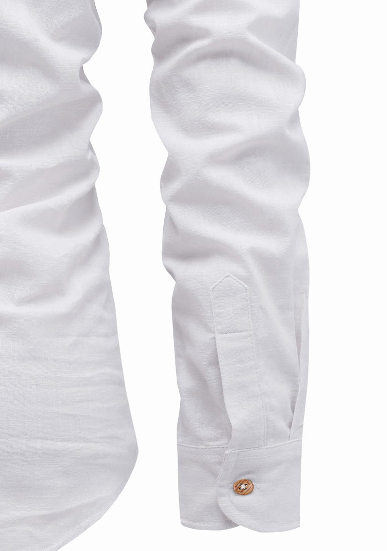 BLUE ROBED men's Full Sleeve Casual Cotton Kurta in White view 96
