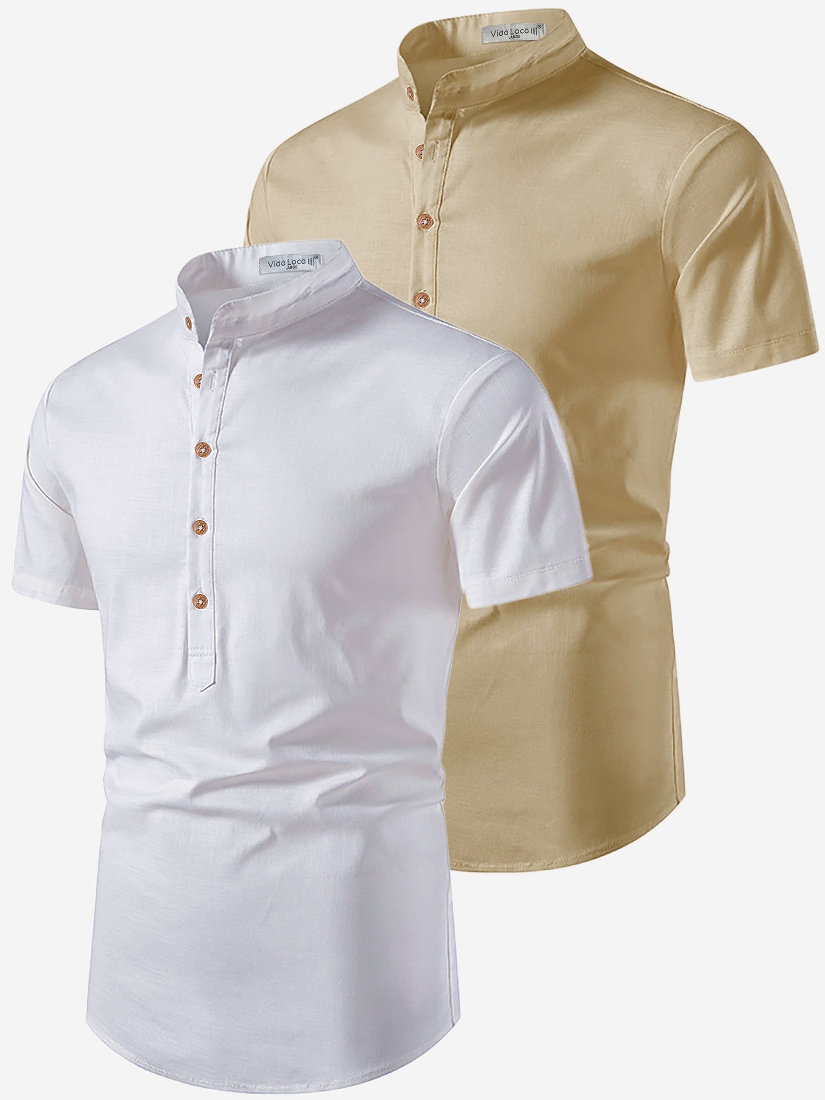 BLUE ROBED men's Casual Slim Fit Half Sleeve Cotton Kurta (Pack 2) Daily Wear in White Main image