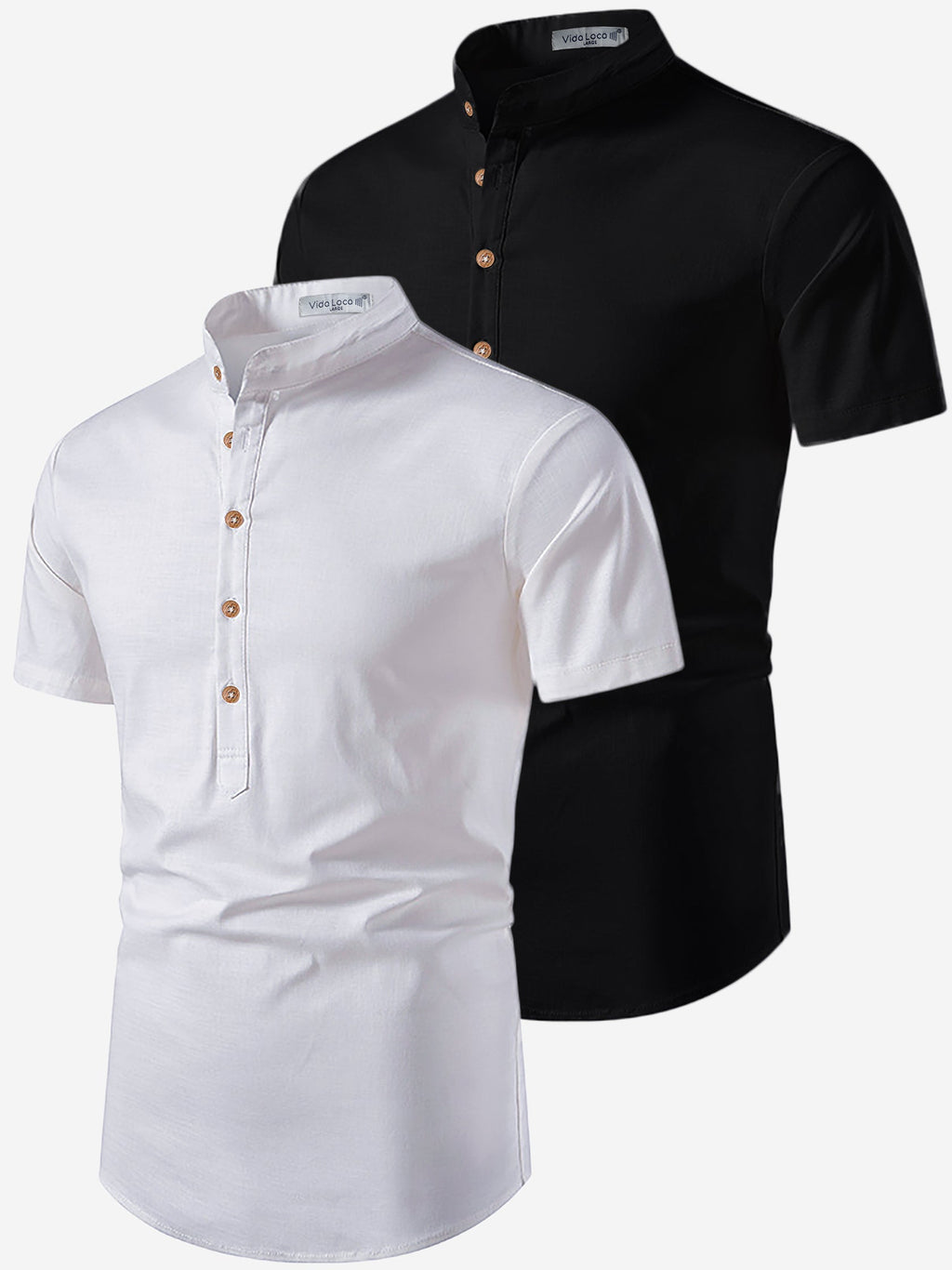 BLUE ROBED men's Casual Slim Fit Half Sleeve Cotton Kurta (Pack 2) Daily Wear in White view 2