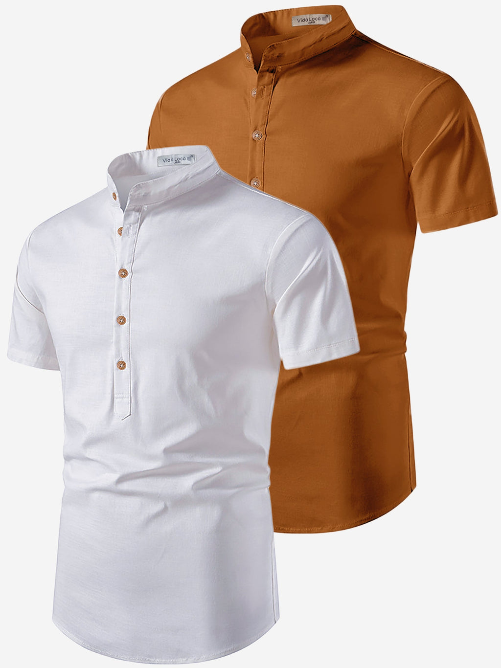 BLUE ROBED men's Casual Slim Fit Half Sleeve Cotton Kurta (Pack 2) Daily Wear in White view 3