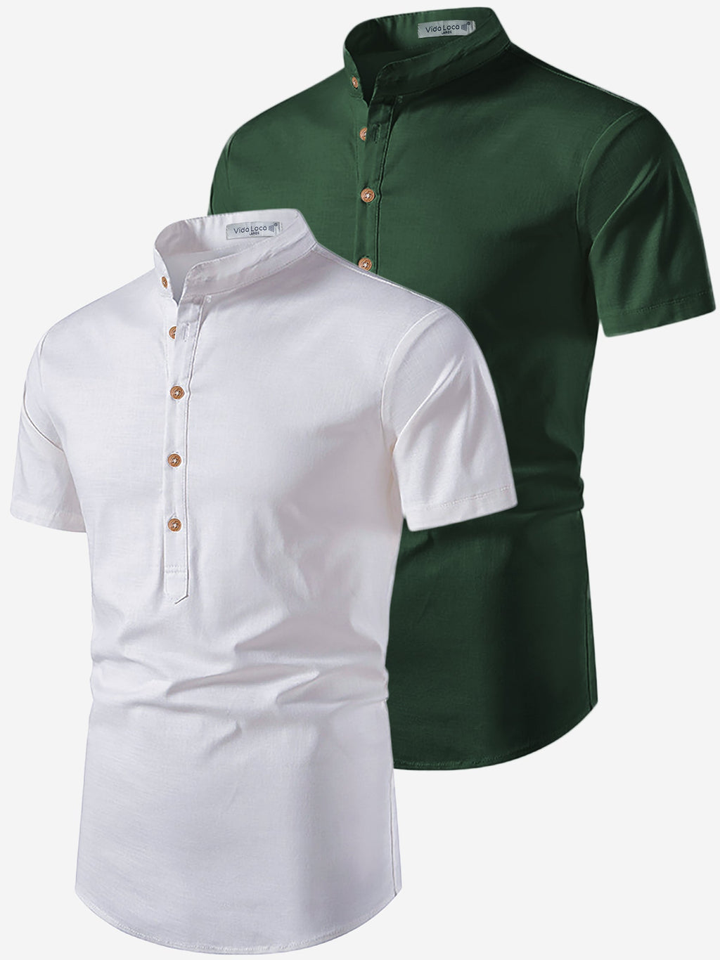 BLUE ROBED men's Casual Slim Fit Half Sleeve Cotton Kurta (Pack 2) Daily Wear in White view 4