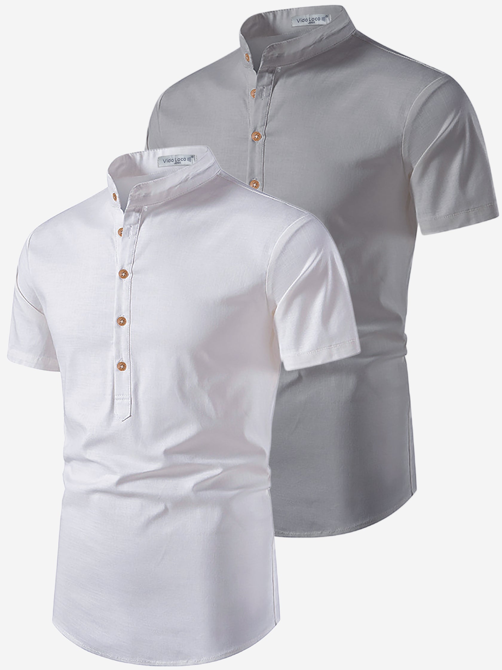 BLUE ROBED men's Casual Slim Fit Half Sleeve Cotton Kurta (Pack 2) Daily Wear in White view 5