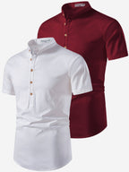 BLUE ROBED men's Casual Slim Fit Half Sleeve Cotton Kurta (Pack 2) Daily Wear in White view 6